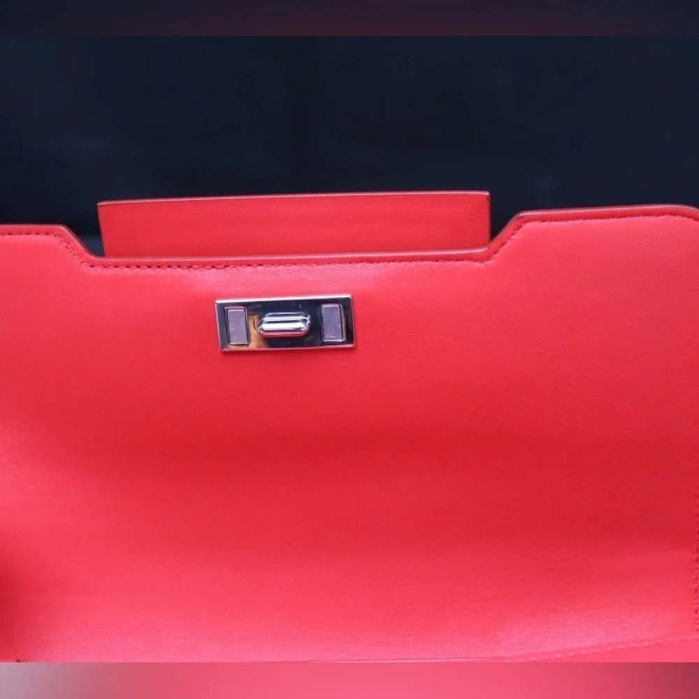 Givenchy Calfskin Infinity Flap Shoulder Crossbody Bag Leather Red w Dust bag
